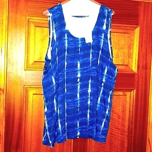 Cato Royal Blue/Wht. Tie-Dye Double Slouch Tank Top Sz.18/20